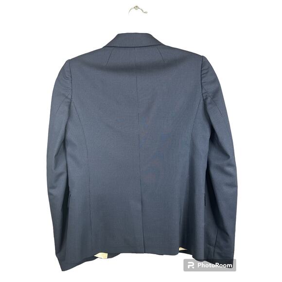 J. Crew Navy Blue White Pinstripe Gold Button Long Sleeve Blazer Wool Size 2 - Picture 2 of 6